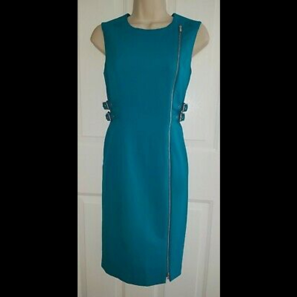 CALVIN KLEIN Teal Buckle Dress